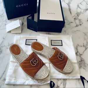 Gucci Pilar Leather Slides 38.5